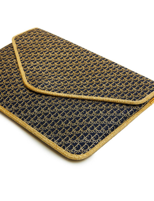 Pochette CHRISTIAN DIOR monogram doré et bleu marine