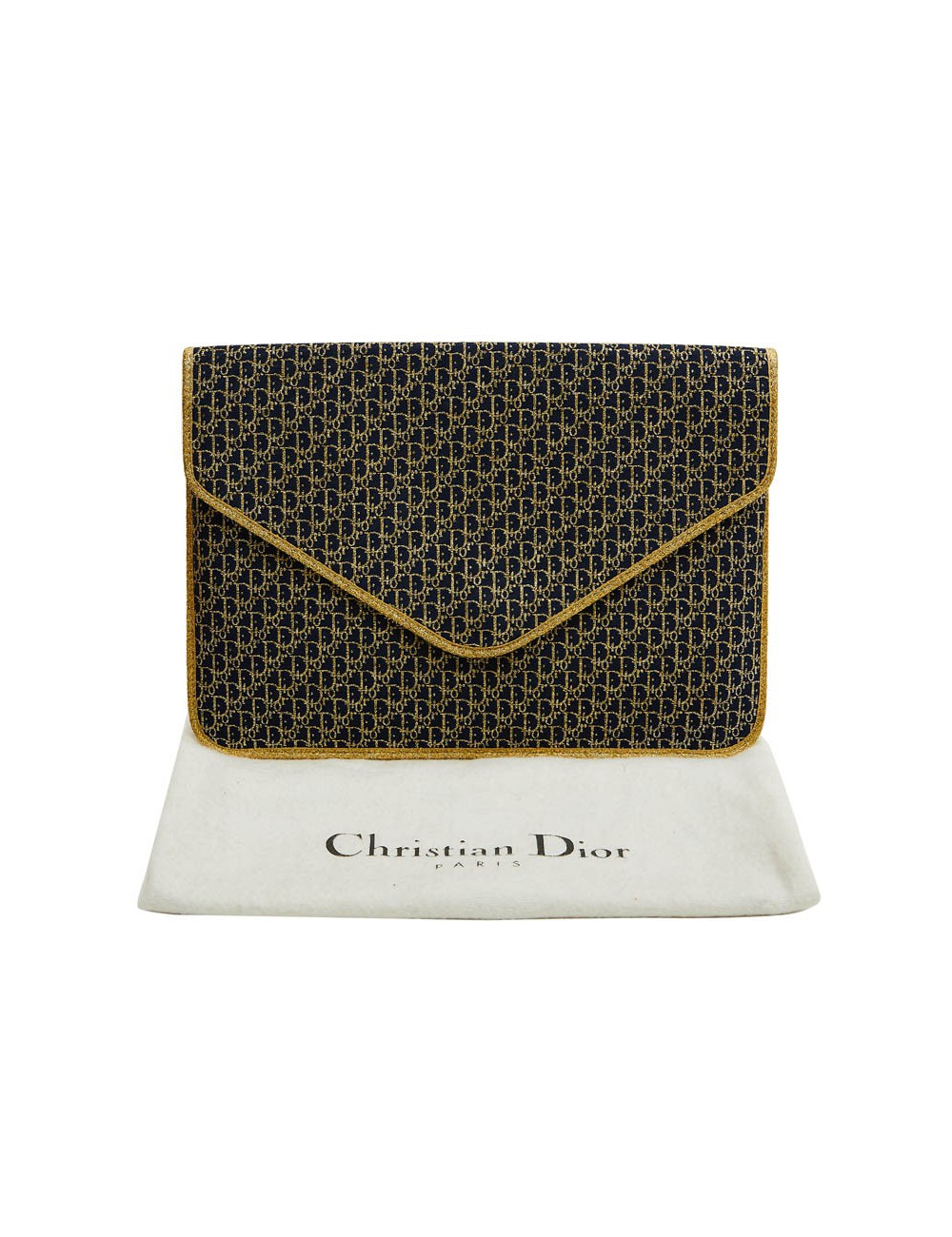 Pochette CHRISTIAN DIOR monogram doré et bleu marine