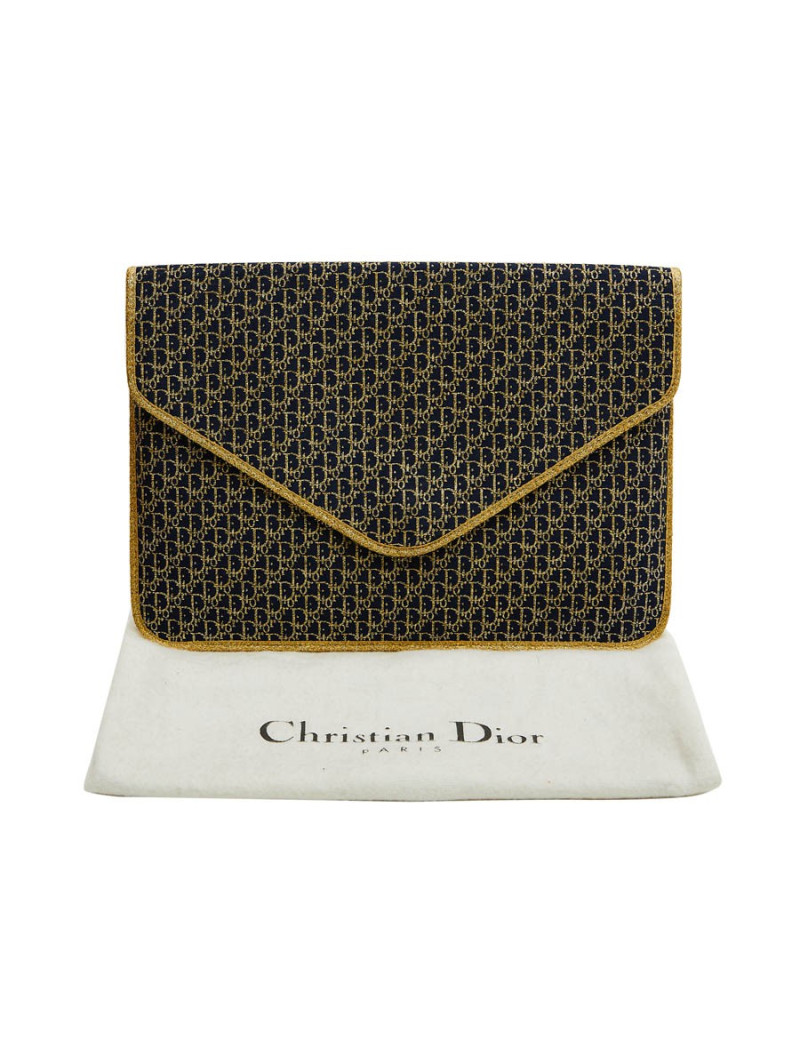 Pochette CHRISTIAN DIOR monogram doré et bleu marine