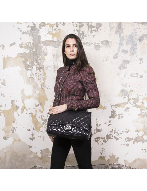 Sac Jumbo CHANEL cuir verni violet