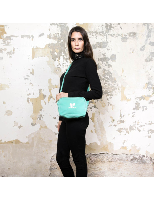 Sac COURREGE toile turquoise