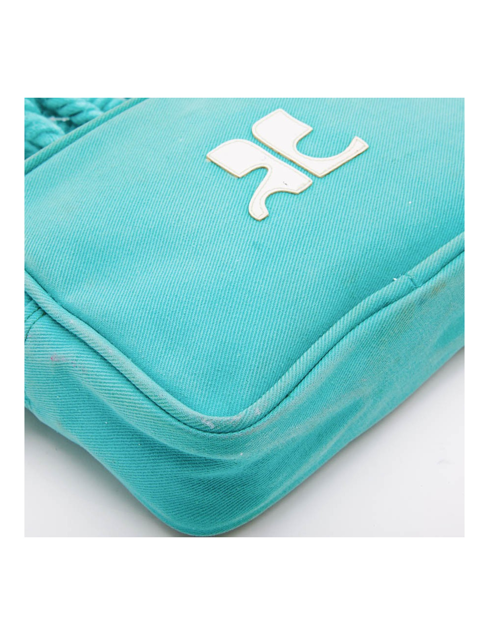 COURREGES vintage bag in turquoise canvas