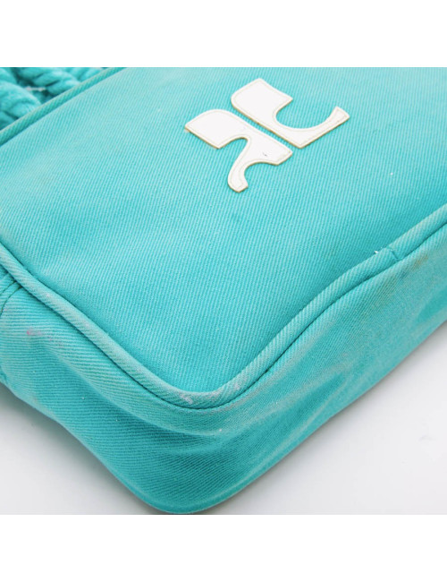 COURREGES vintage bag in turquoise canvas
