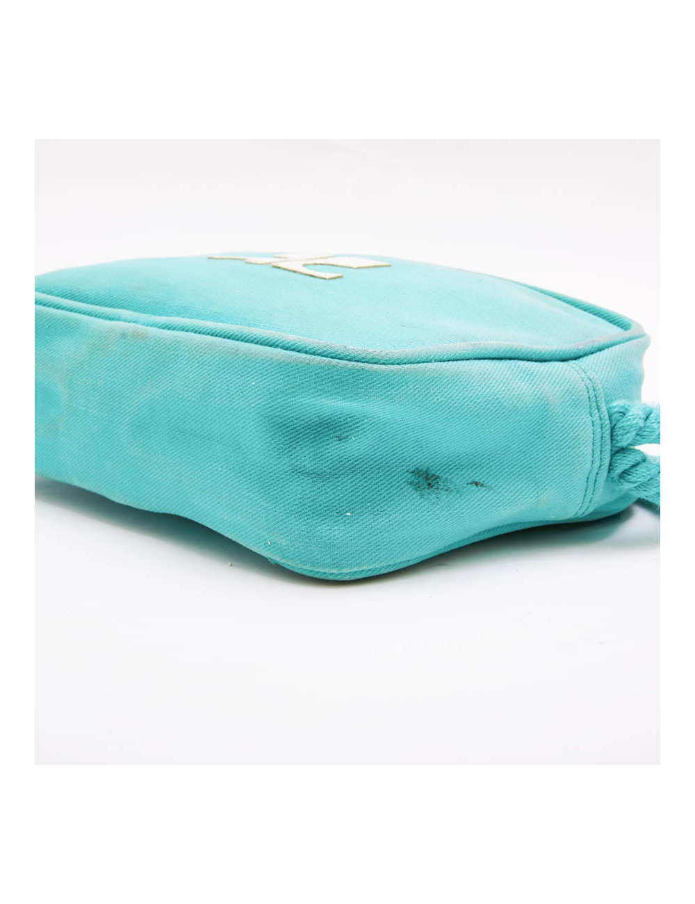 COURREGES vintage bag in turquoise canvas