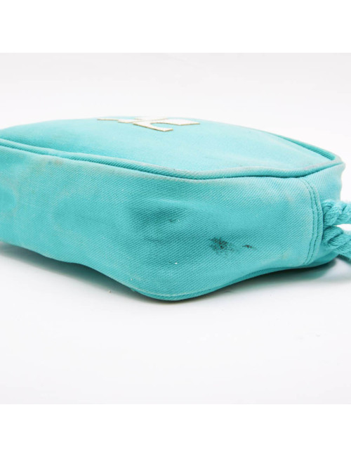 COURREGES vintage bag in turquoise canvas