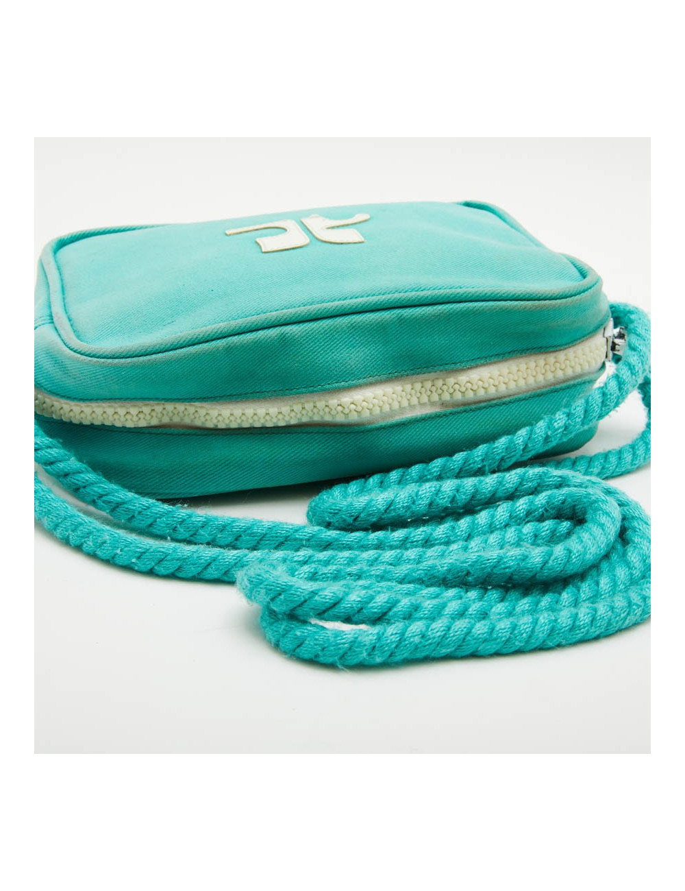 COURREGES vintage bag in turquoise canvas