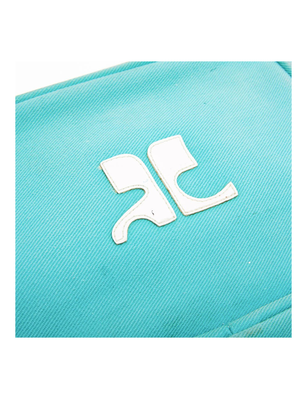 COURREGES vintage bag in turquoise canvas