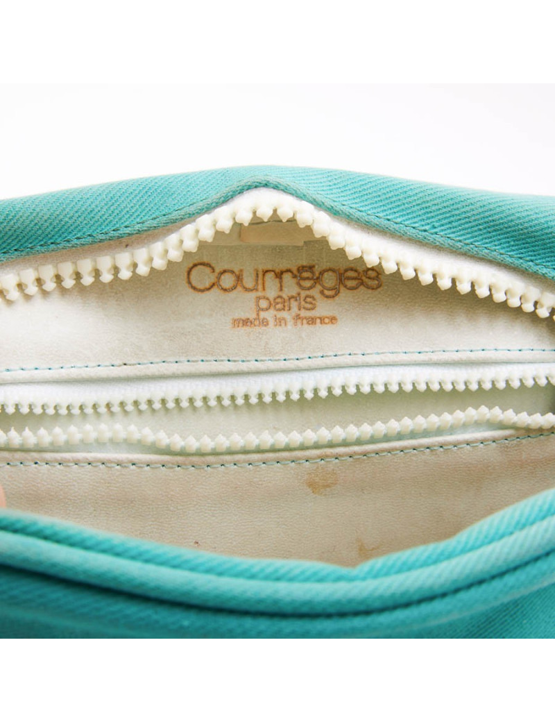 Sac COURREGE toile turquoise