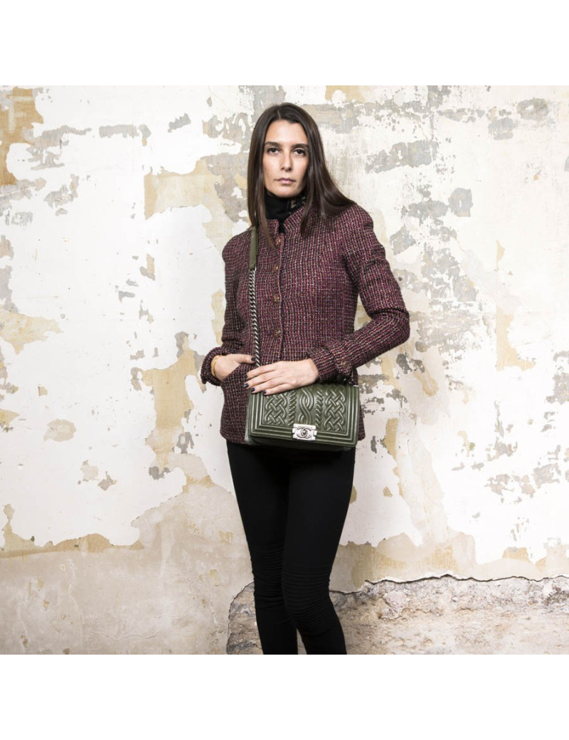 Sac "Boy" CHANEL cuir vert