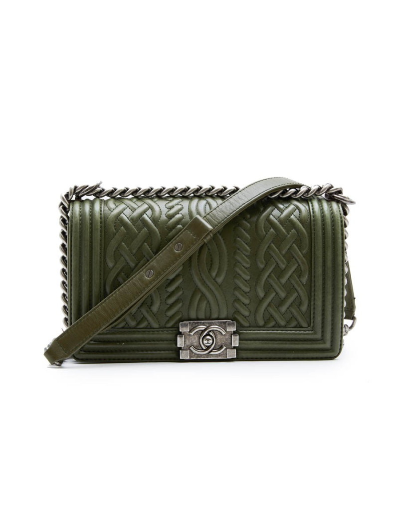 CHANEL 'Boy' bag in green leather