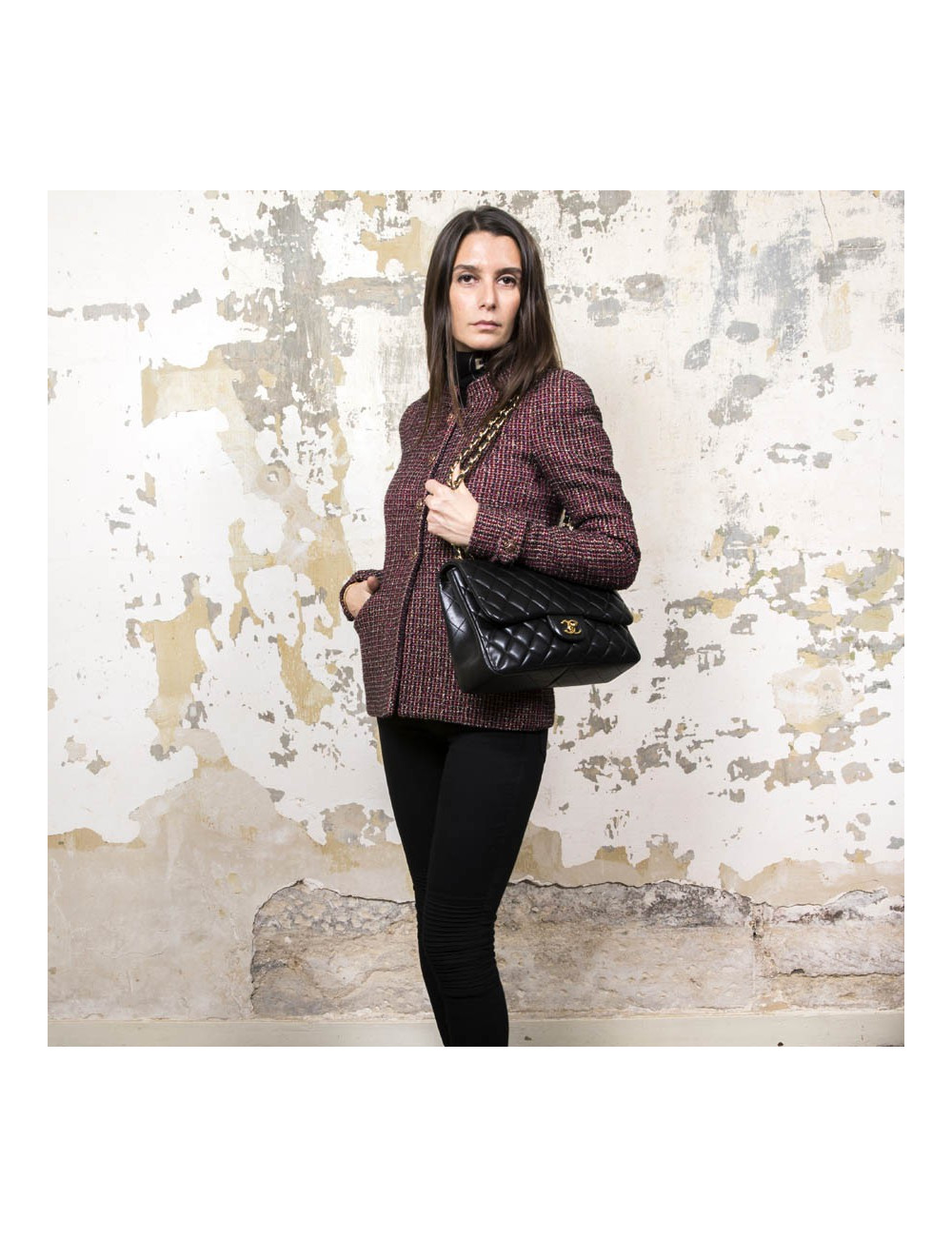 Sac Jumbo CHANEL cuir matelassé noir