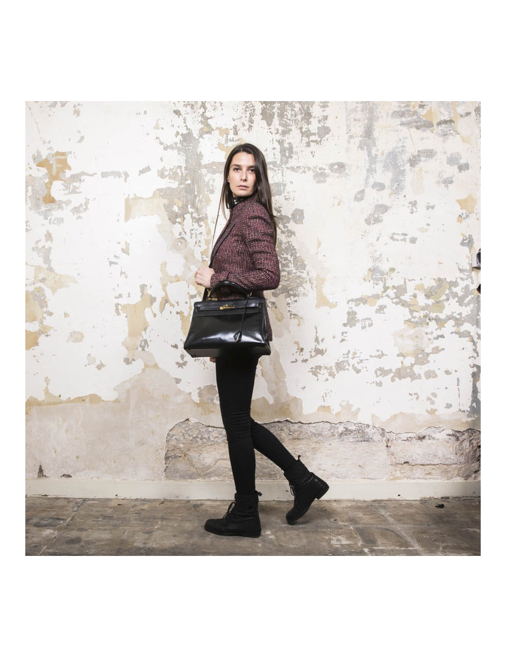 Sac Kelly 32 HERMES box noir