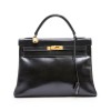 HERMES vintage 'Kelly 32' bag in black box leather