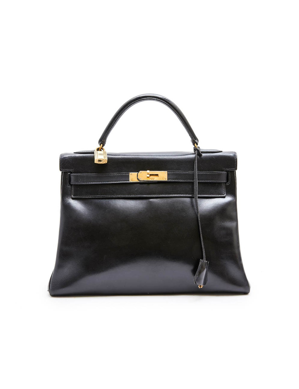 HERMES vintage 'Kelly 32' bag in black box leather
