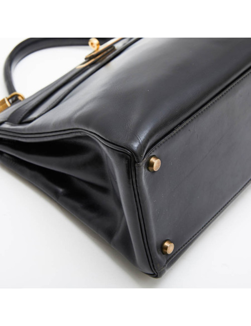 HERMES vintage 'Kelly 32' bag in black box leather