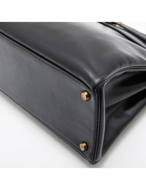HERMES vintage 'Kelly 32' bag in black box leather
