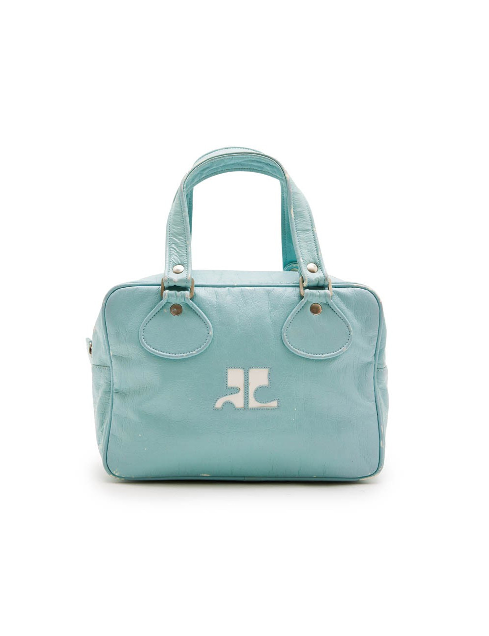 Sac COURREGE cuir verni vert d'eau