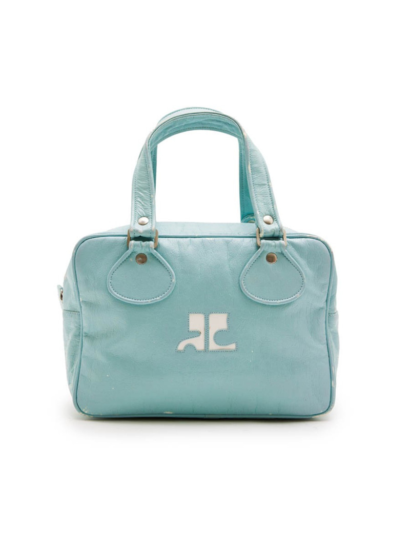 Sac COURREGE cuir verni vert d'eau