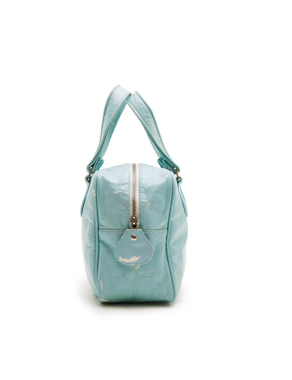 Sac COURREGE cuir verni vert d'eau