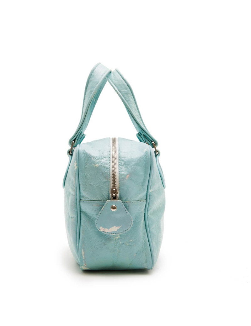 Sac COURREGE cuir verni vert d'eau