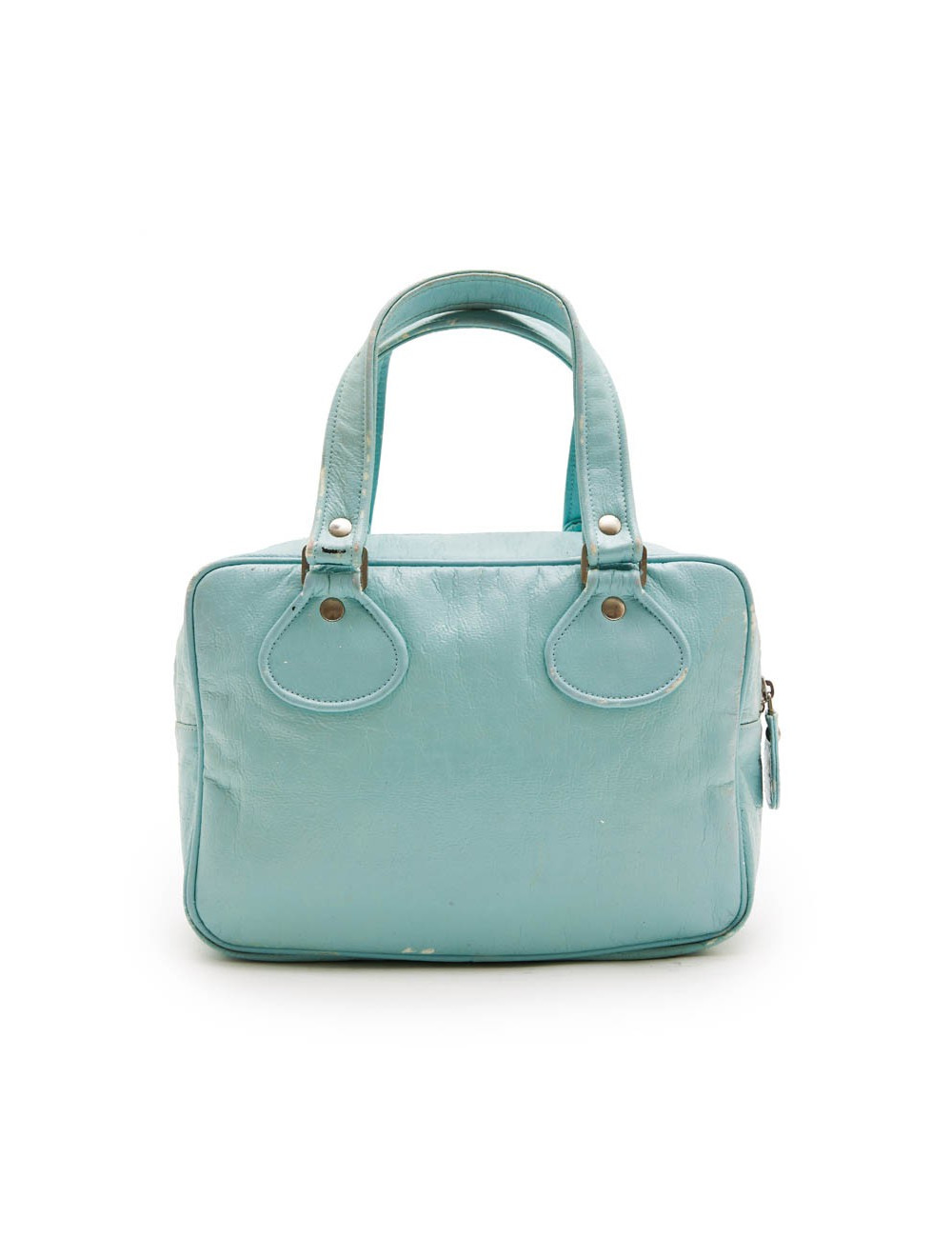 Sac COURREGE cuir verni vert d'eau