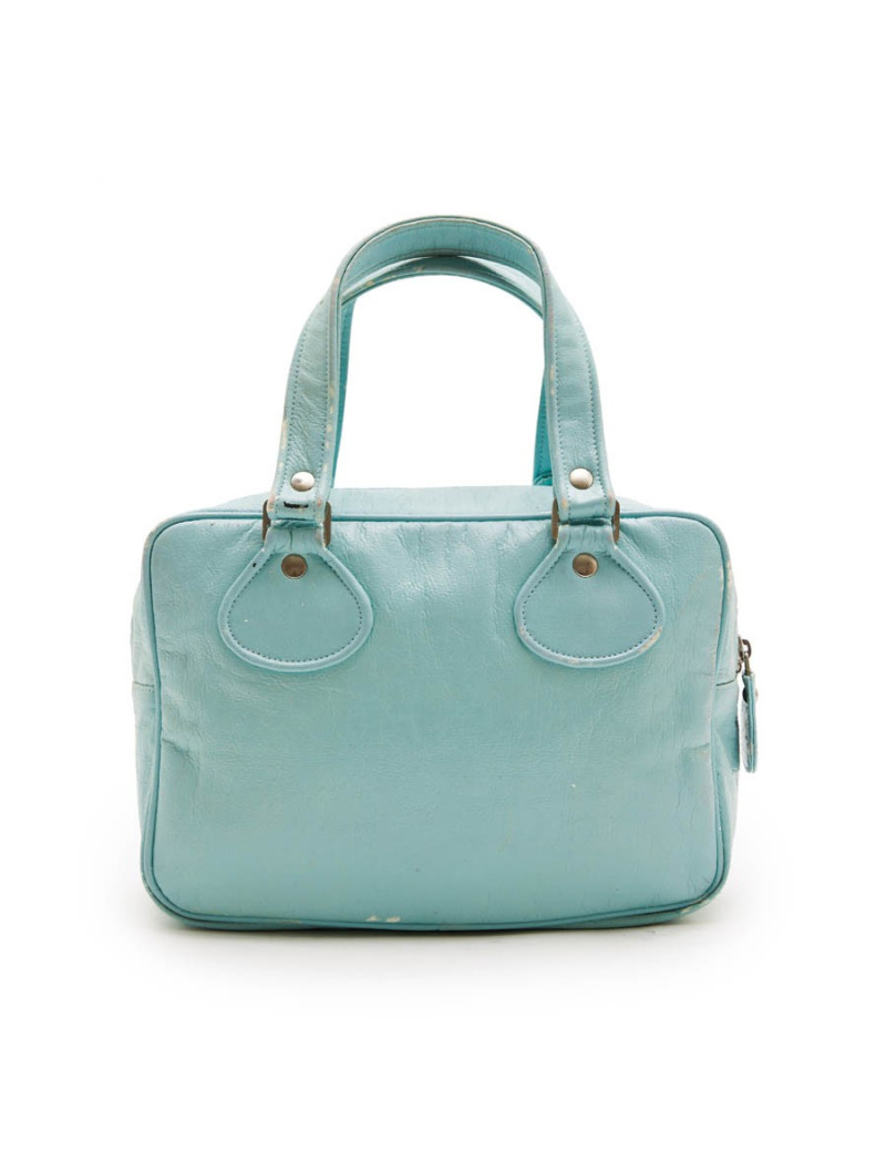 Sac COURREGE cuir verni vert d'eau