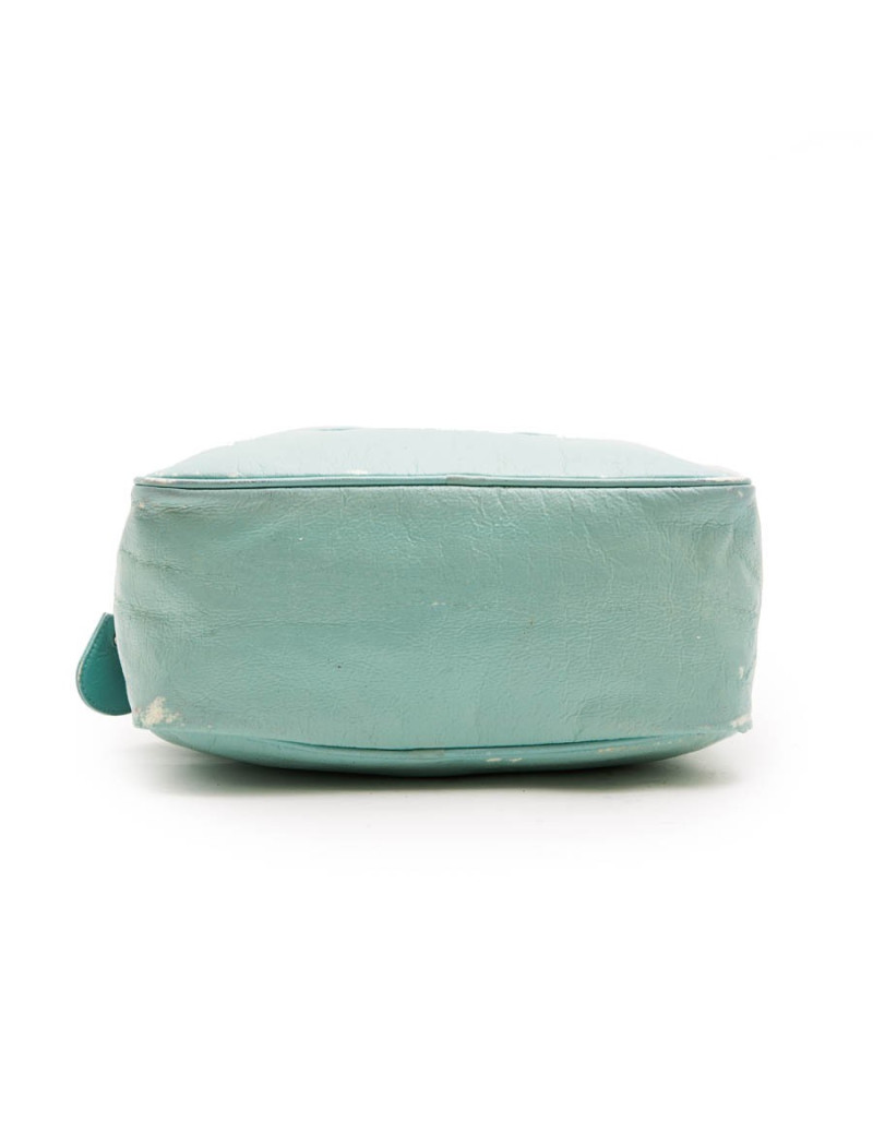 Sac COURREGE cuir verni vert d'eau