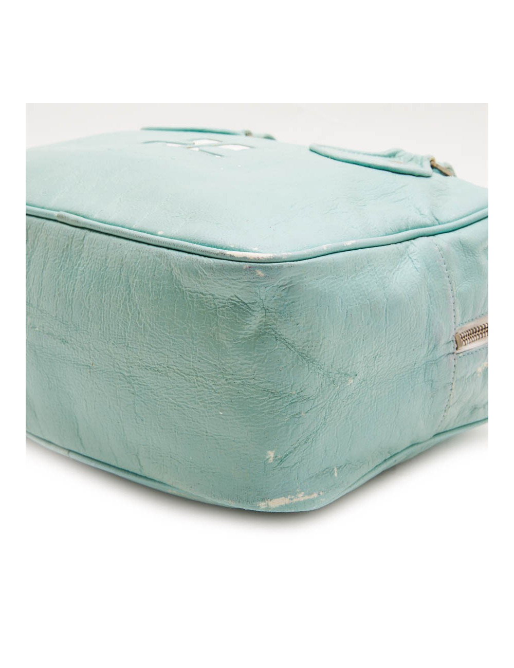 Sac COURREGE cuir verni vert d'eau