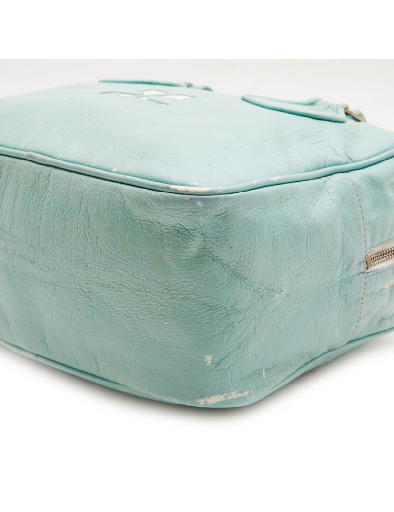 Sac COURREGE cuir verni vert d'eau