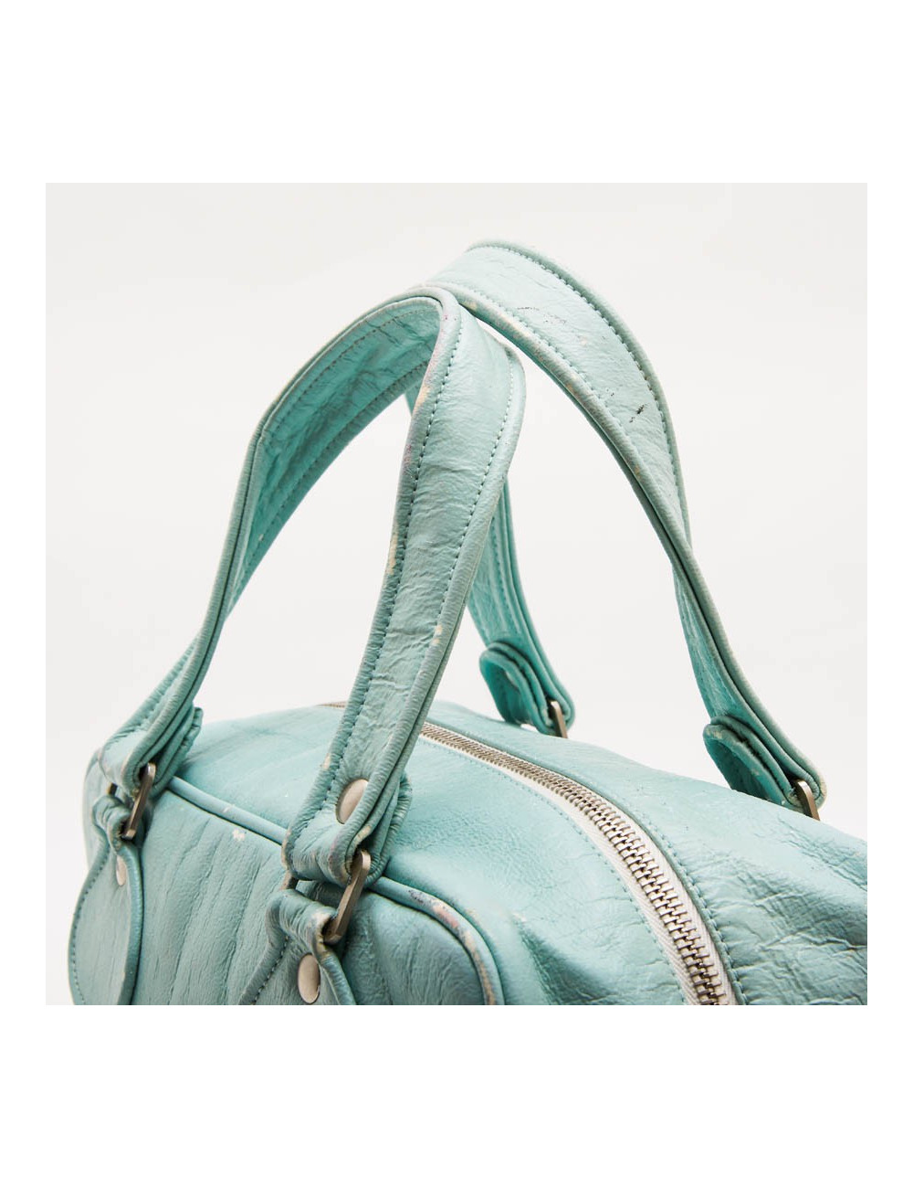 Sac COURREGE cuir verni vert d'eau