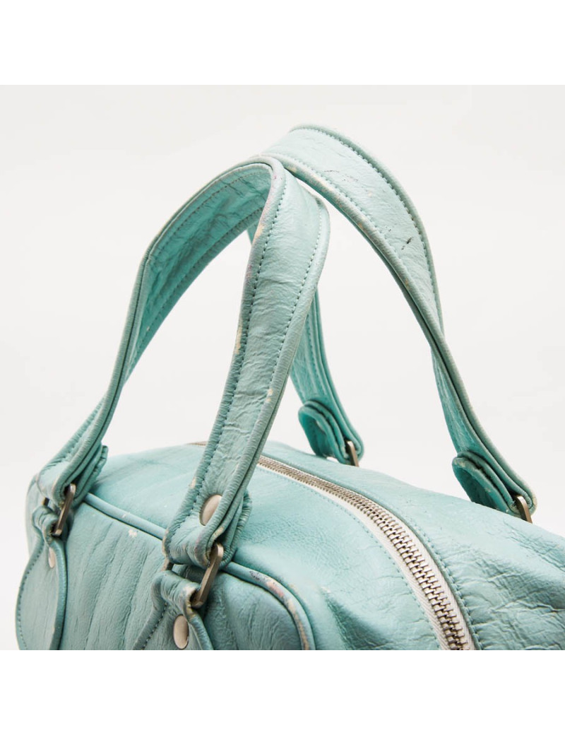 Sac COURREGE cuir verni vert d'eau