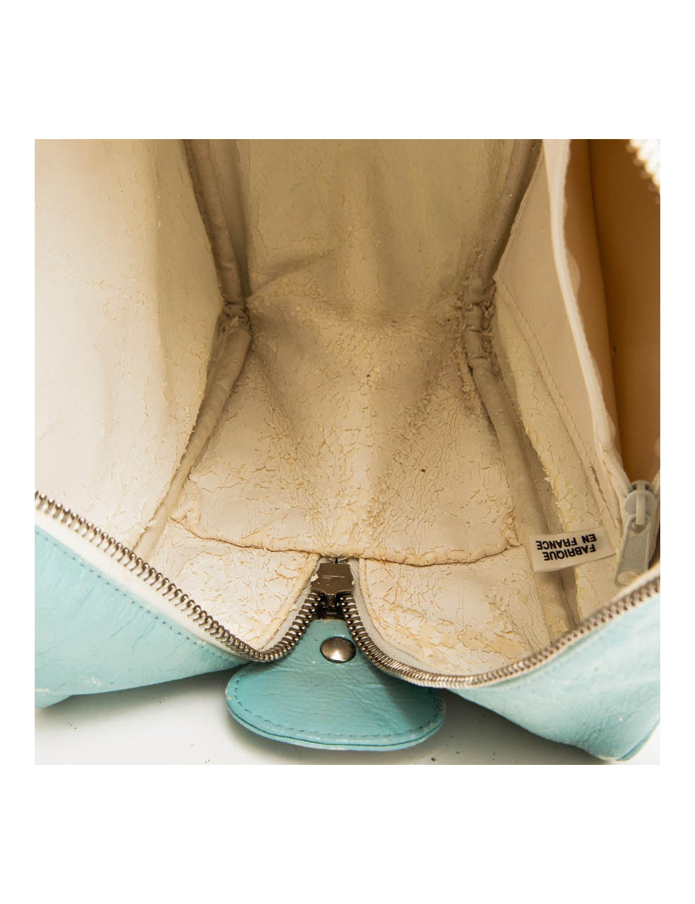 Sac COURREGE cuir verni vert d'eau