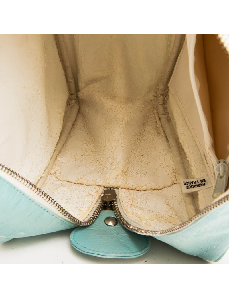 Sac COURREGE cuir verni vert d'eau