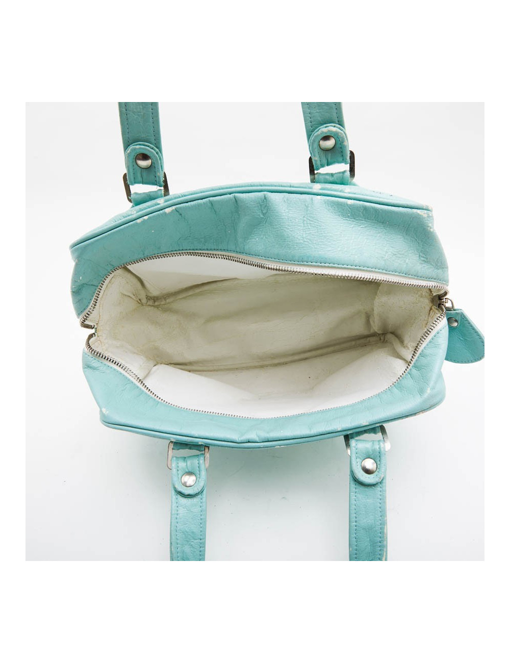 Sac COURREGE cuir verni vert d'eau