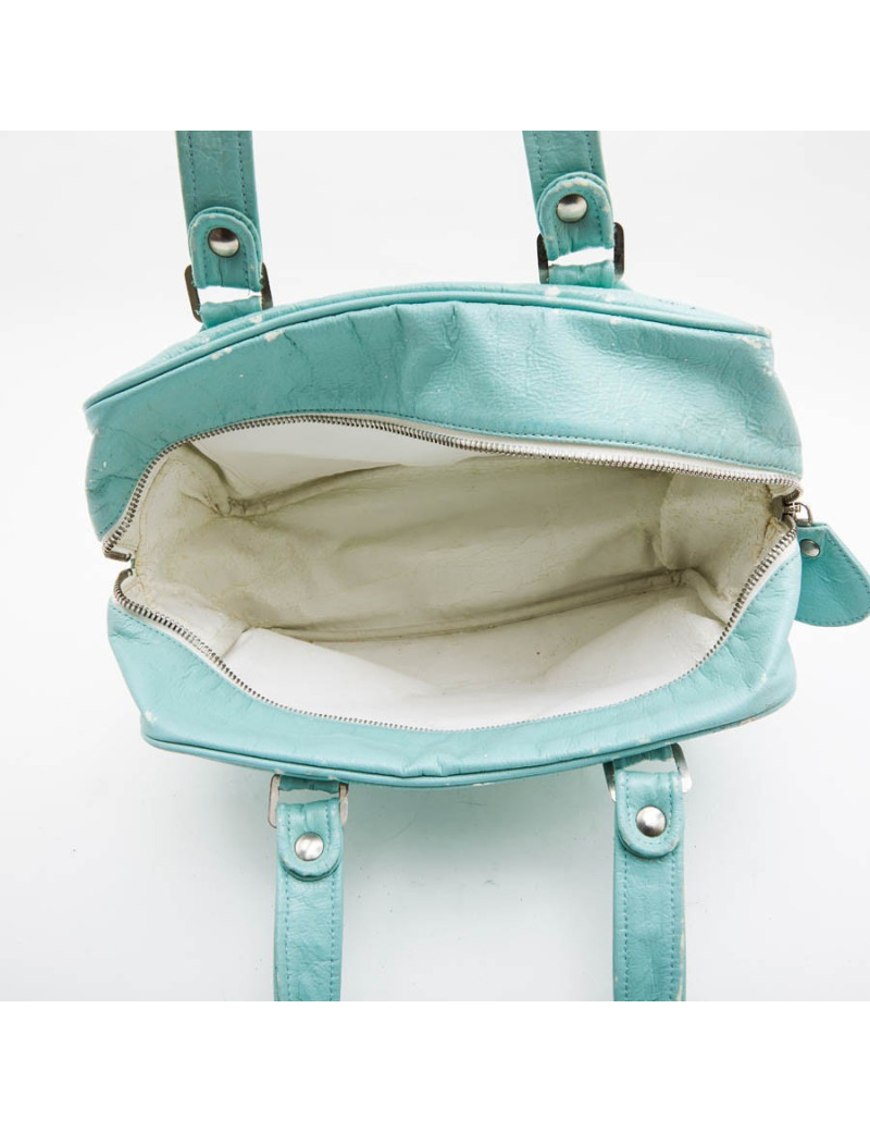 Sac COURREGE cuir verni vert d'eau
