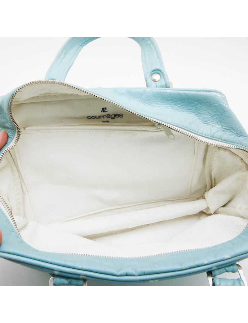 Sac COURREGE cuir verni vert d'eau