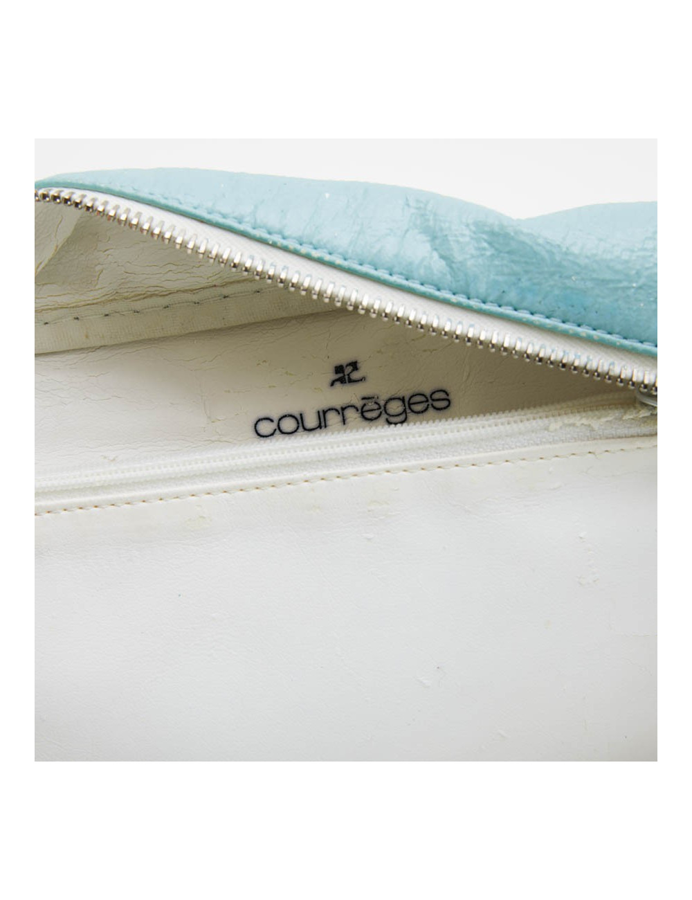 Sac COURREGE cuir verni vert d'eau