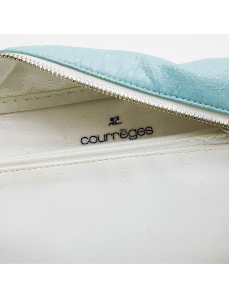 Sac COURREGE cuir verni vert d'eau