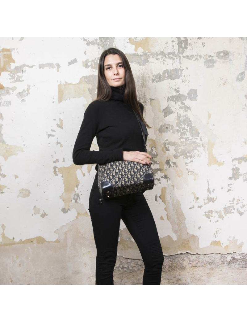 Sac CHRISTIAN DIOR vintage toile monogram bleu