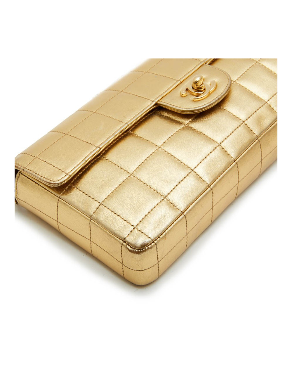 Sac Couture baguette CHANEL cuir matelassé or