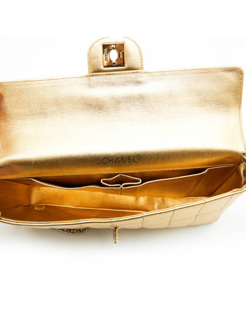 Sac Couture baguette CHANEL cuir matelassé or