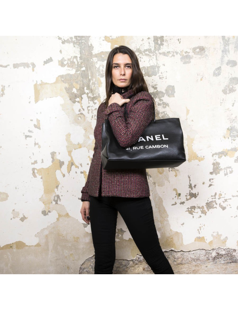 Sac CHANEL cuir lisse noir