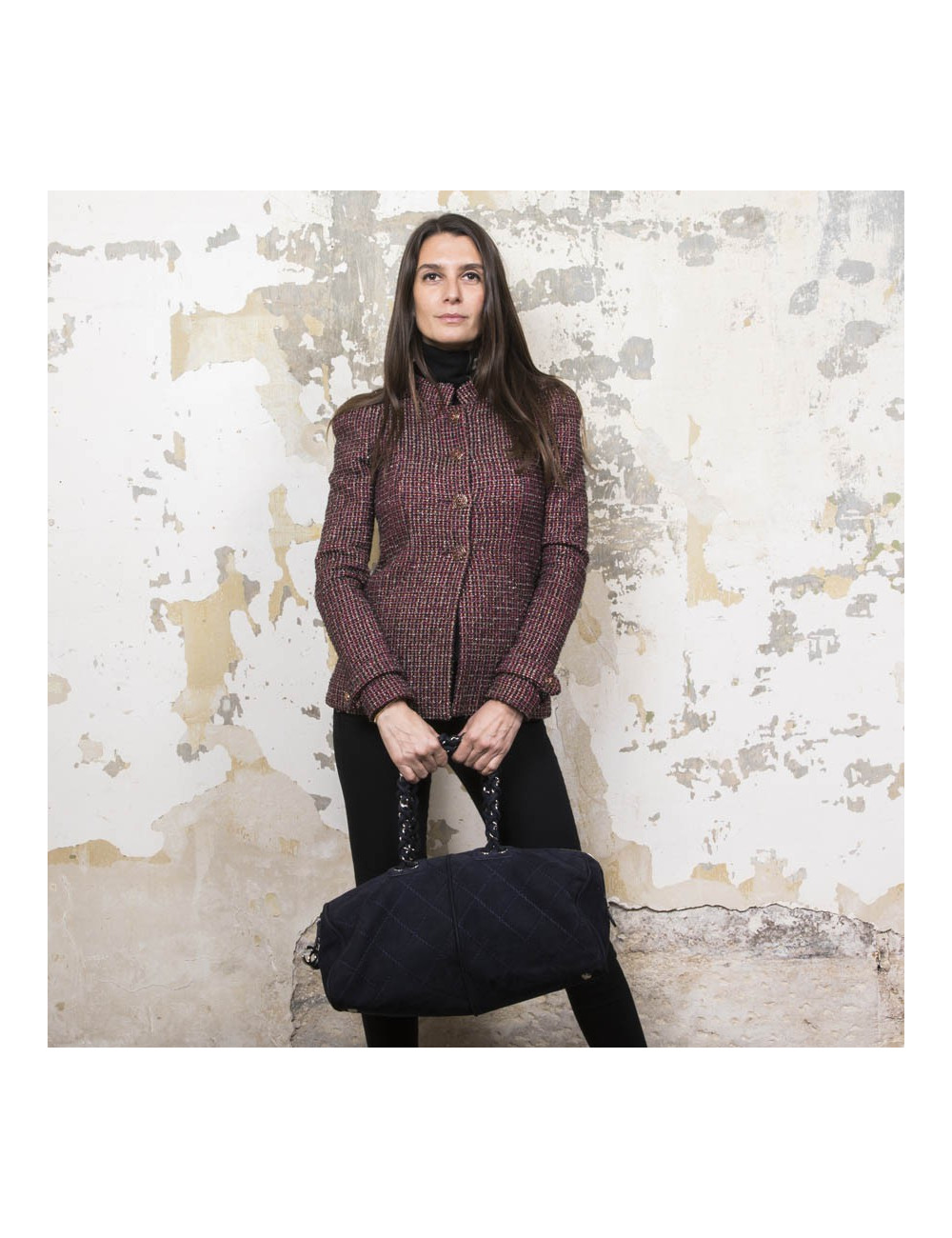 Sac CHANEL veau velours bleu marine