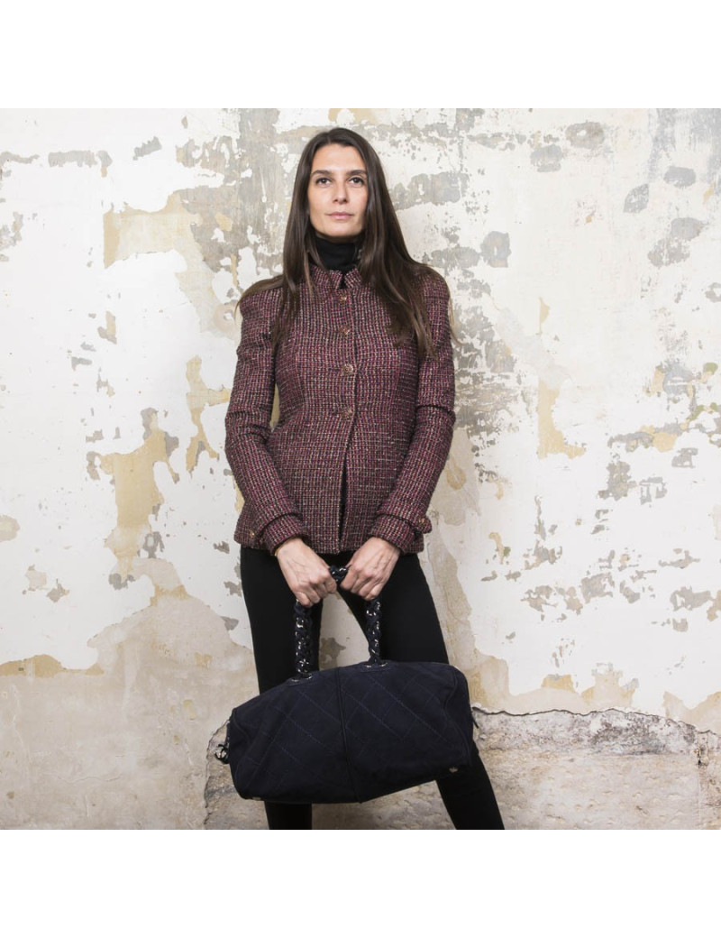 Sac CHANEL veau velours bleu marine