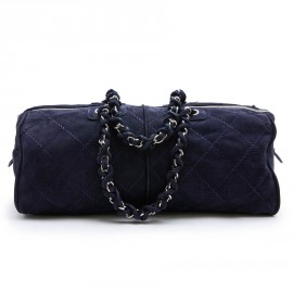 CHANEL tote bag in navy blue suede