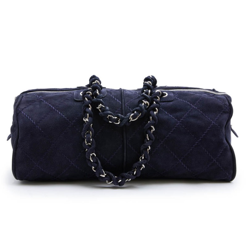 CHANEL tote bag in navy blue suede - VALOIS VINTAGE PARIS