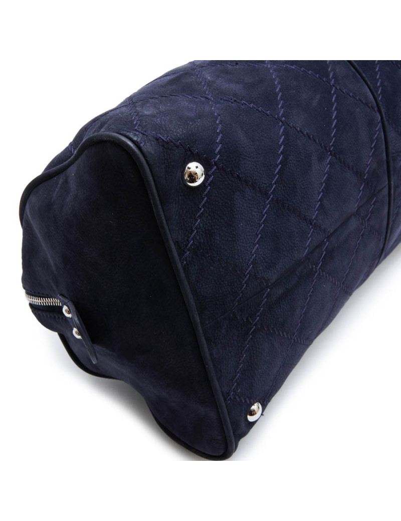 Sac cabas CHANEL veau velours bleu marine 