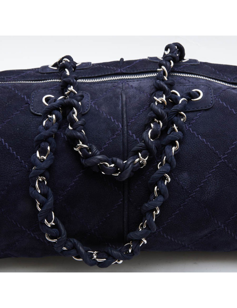 Sac CHANEL veau velours bleu marine