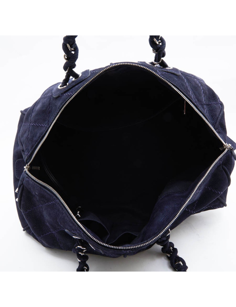 Sac CHANEL veau velours bleu marine