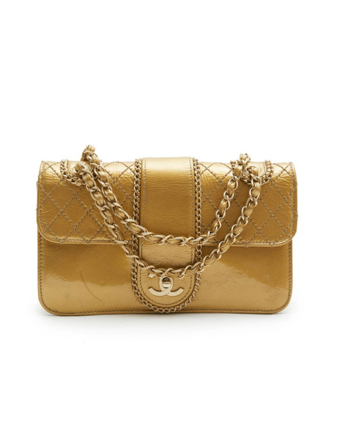CHANEL bag in aged gold color patent leather
